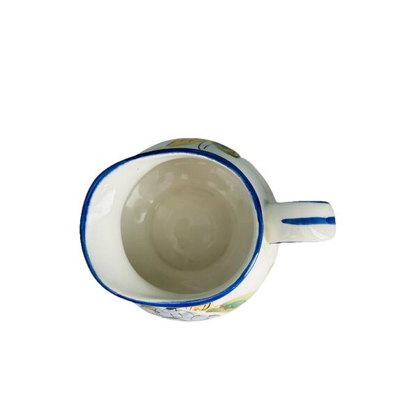 Vintage Hand Painted Pitcher Made In Italy for FTD Blue Flower Vase Farm House - Picture 5 of 10